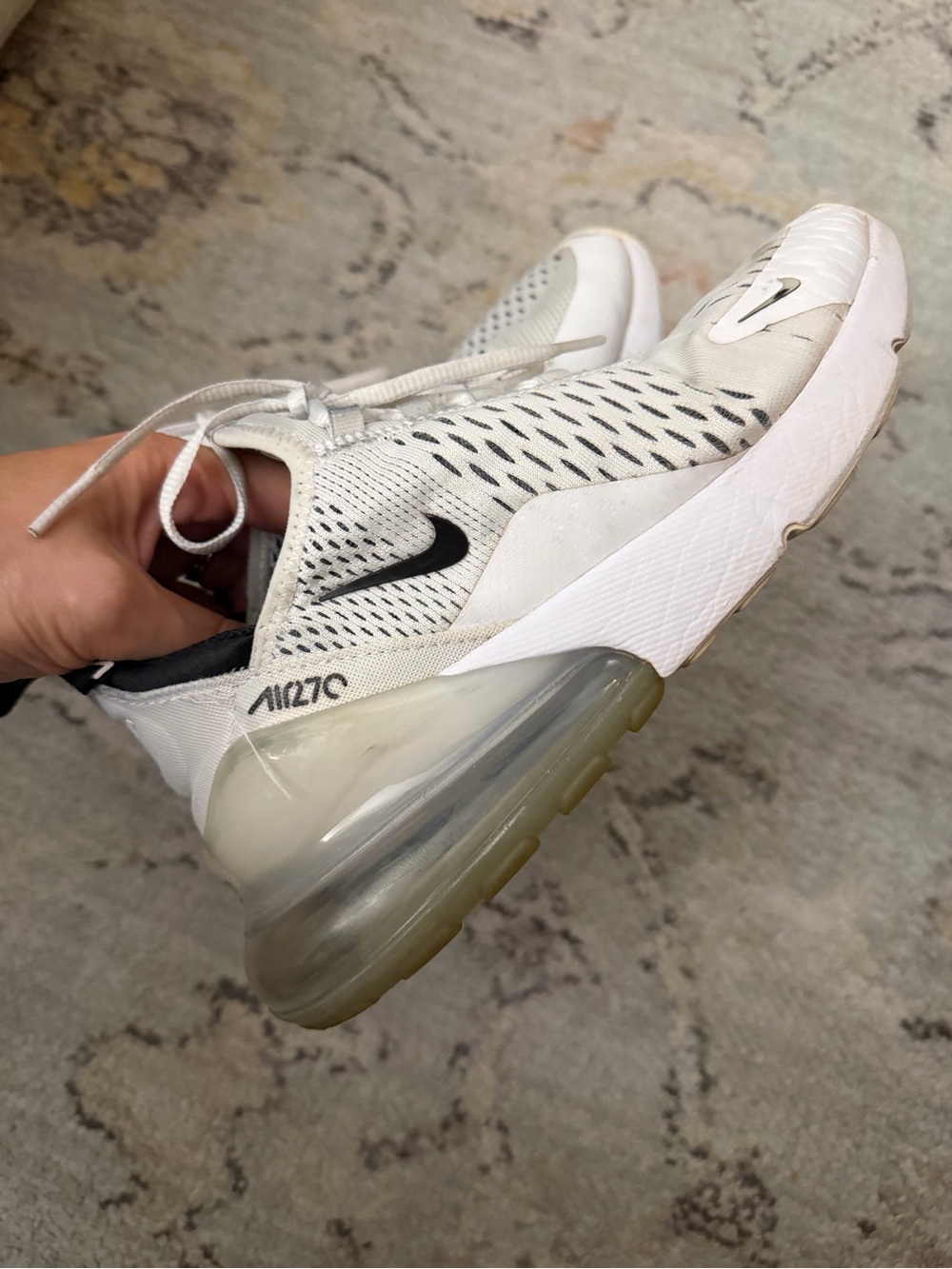 Nike Air Max 270 Women’s Sneakers - White with Black Swoosh
